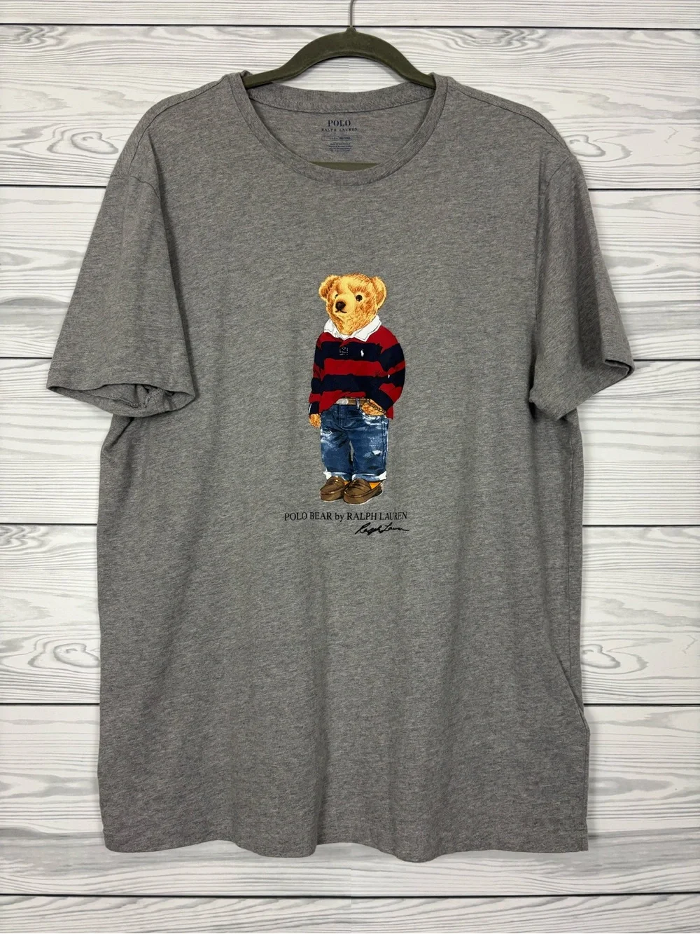 Polo Ralph Lauren Men’s polo bear gray short sleeve t-shirt size large